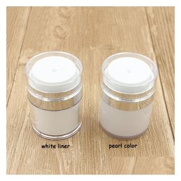 Packing Bottles Wholesale 15 30 50G Pearl White Acrylic Airless Bottle Round Cosmetic Cream Jar Pump Cosmetics Packaging Drop Delivery Dhl0L