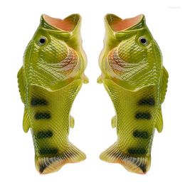 Slippers Unique Design Of Green Fish Shaped Indoor And Outdoor Beach Shoes For Couples -1pcs