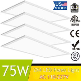 4 Pack Panel Light 2x4 FT ETL Listed 0-10V Dimmable 5000K Drop Ceiling Flat LED Light Recessed Edge-Lit Troffer Fixture288M