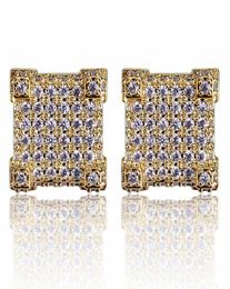 Earring Cubic Zirconia 925 Sterling Silver Cubist Screw Back 18k Yellow GoldSilver Plated Hypoallergenic 3D Square Stud Earring f3498052