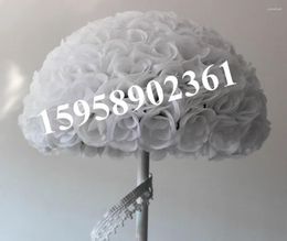 Decorative Flowers SPR 50cm 2pcs/lot Wedding Artificial Silk Kissing Flower Ball Road Lead Table Centerpiece White-kissing Ball-1pc 2pcs