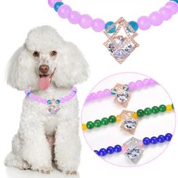 Dog Collars Durable Pet Jewelry Lobster Clasp Design 3 Colors Collar Cat Loose Bead Necklace Decoration