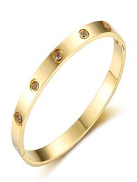 Charm Online Shopping Ladies Jewelry 18k Gold Plated Stainless Steel Love Cuff Bangle with Diamond1080829