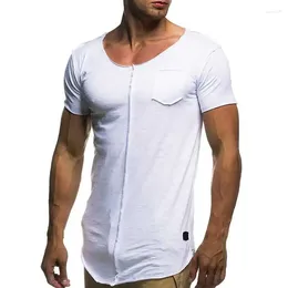 Men's Suits B1487 Men Fashion Patchwork T Shirt Short Sleeve Solid T-shirt Casual Summer Top Tee Shirts Mens Fitness Slim Camiseta