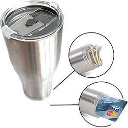 Stainless Steel Coffee Mug Tumbler Diversion Safe Water Bottle Stash Box Hidden Bottom Storage 240415