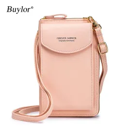 Buckets Buylor PU Luxury Handbags for Women 2022 Women's Bag Mobile Phone Bag Crossbody Card Holders Wallet Shoulder Straps Mini Purses