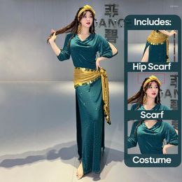 Stage Wear Belly Dance Costumes For Adult Women Baladi Practise Performance Folk Robes Hip Scarf Training Cotumes