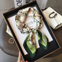 Silk Square Scarf Women Luxury Brand Print 100% Real Hand Wirst Hijab Shawl Design Wrap Neck Tie Hair Foulard Bandana 240416