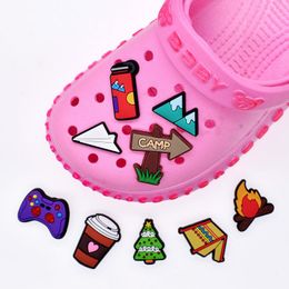 Anime charms wholesale childhood memories camp games earth funny gift cartoon charms shoe accessories pvc decoration buckle soft rubber clog charms fast ship