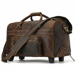 Bags European and American men's leather travel bag Trolley case Cowhide travel bag Large capacity luggage Business travel handbag