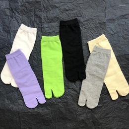 Women Socks Spring Summer Thin Split Toe Basic Woman Cotton Solid Colour Comfortable Two-Toed Japanese Harajuku Middle Tube Tabi Sox