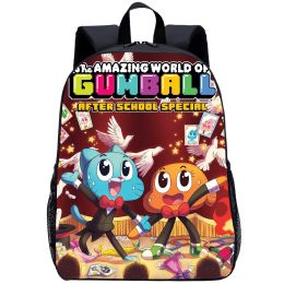 Bags 15lnch Cute Cartoon Gumball Backpack School Bag Kids The Amazing World Student Backpack Boys Girls School Bagpack