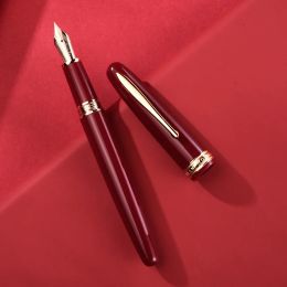 Pens Hongdian 1841 Resin Fountain Pen Iridum EF/F Nib with Converter Red / Black Office Business Business Writing Ink Pen
