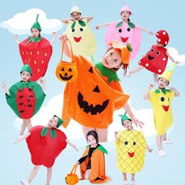Clothing Sets Children Kids Halloween Party Outifits Cartoon Fruit Vegetable Pumpkin Apple Costume Cosplay Performance Clothes For Boy Girl