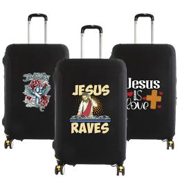 Accessories Suitcase Protective Covers Jesus Print Thick Elastic Luggage Cover Protector for 18"28" Bag Suitcase Trolley Travel Bag Case
