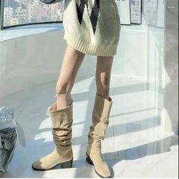 Boots High For Women Fashion Autumn Winter Vintage Luxury Designer Shoes Loose Harajuku Korean Footwear Elegant