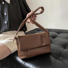 Shoulder Bags Armpit Women's Bag PU Leather Handbag Design Flip Square Temperament Commuter Female Casual Purses
