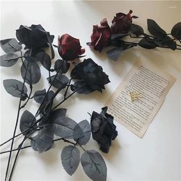 Decorative Flowers Retro Dark Rose Artificial Flower Decoration Valentine'S Day Desktop Bouquet INS