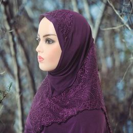 Ethnic Clothing Simple Muslims Hijab Cap With Lace Breathable Comfy Headwear For Women Girls