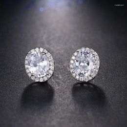 Stud Earrings Luxurious And Lovely Round Zircon Retro Fashion Women's Bridal Wedding Dinner Party Jewellery