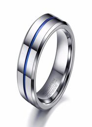 8MM Thin Blue Line Men Custom Logo Tungsten Ring Wedding Band Jewelry59254716150363