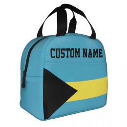 Bags Custom Name Bahamas Lunch Bag Cooler Tote Bag Insulated Thermal Lunch Box Reusable for Men Boys Teen Girls Picnic Travel Work