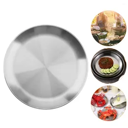 Plates 4 Pcs Stainless Steel Tray Retro Dish Vintage Reusable Safe Plate Round Silver Snack