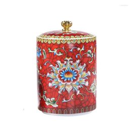 Storage Bottles Chinese Ceramic Painted Tea Caddy Sealed Candy Jar Bedroom Jewelry Cosmetics Box Home Dried Fruit Bottle