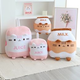 1pc 223342cm Cartoon Cat Milk Bottle Plushie Plush Toy Kitten Tail Backside Juice Drink Throw Pillow Sofa Decor Cushion Rest 240420