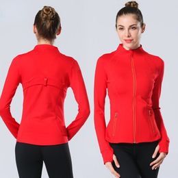 Lu-088 jacket women's yoga clothing definition exercise jacket fitness jacket quick drying sportswear top solid Colour zippered sportswear sportswear hot selling