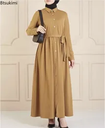 Ethnic Clothing 2024 Muslim Abaya For Women Cardigan Long Dress Elegant Lace-up Pleated Maxi Dubai Turkey Kaftan Robe Islam Femme
