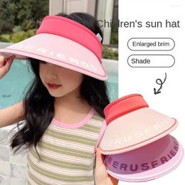 Berets UV Protection Kids Sun Hat Portable Empty Top Adjustable Panama Cap Wide Brim Beach Hats Travel
