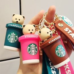 Designer keychain accessories keyrings for woman Creative Starbucks Milk Coffee Keychain pendant Cute doll Exquisite car key chain pendant gift