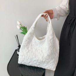 Bags 2023 Summer Elegant Women White Black Bucket Bags Designer Lady Large Capacity Big Totes Handbag Armpit Bag Canvas Shoulder Bags