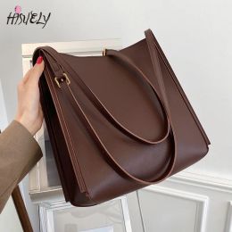 Bags 2023 New Fashion Brown Women Pu Leather Handbag Tote Ladies Casual Bag Shoulder Bag Bolsa Large Capacity Female Message Bag