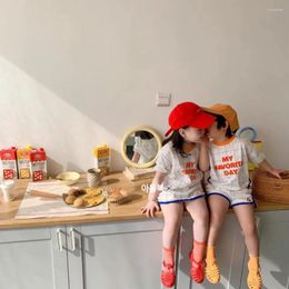 Clothing Sets 2024 Korean Summer Children Girl And Boy Set Kids Short Sleeve T-shirt Shorts Girls Dress Suit Toddler 2PCS Clothes