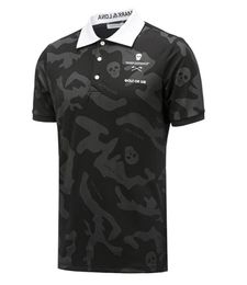 Summer Golf Clothing Men Short Sleeve TShirts Black or White Colors Camouflage FabricOutdoor Sports Polos Shirt 22060627244631691831