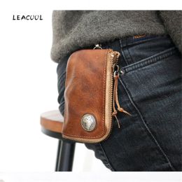 Wallets 100% Genuine Leather Key Wallet Men Male Multi Function Zipper Car Key Bag Case Card Holder Coin Purse Organizer Housekeeper