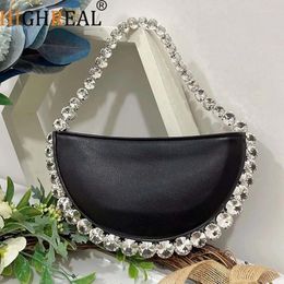 Evening Bags Luxury Designer Water-Drop Satin Clutch Bag Wedding Party Women Handbag Crystal Shiny Rhinestone Purse Shoulder