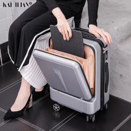 Luggage New Fashion 24 Inch Front Pocket Rolling Luggage Trolley Password Box 20' Boarding Suitcase Women Travel Bag Trunk luggage bag