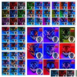 Party Masks 54 Styles Halloween Mask Led Light Up Funny The Purge Election Year Festival Glowing Cosplay Horror Costume Supplies Dro Dhzof