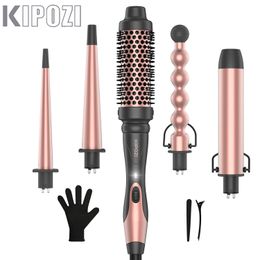 KIPOZI Professional Curling Iron 5-in-1 Hair Tools Instant Heating Electric Curling Iron Air Brush Ceramic Barrels for Woman 240408