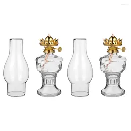 Candle Holders 2pcs Glass Kerosene Lamp Oil Worship Desktop Adornment