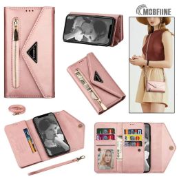 Wallets Zipper Wallet Case for Samsung Galaxy A71 A51 A31 A41 Card Holder Pocket Book for Galaxy A50s A30s A30 A40 A70 A10 with 2 Straps