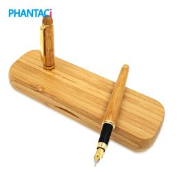 Pens Vintage Elegant Bamboo Fountain Pen with Box for Business Gifts Luxury Brand Office Writing Pens