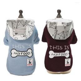 Dog Apparel Fashion Casual Style Hooded Pet Clothes Two Legs Coats With Bone Pattern On Back Jackets For Small Dogs Clothing