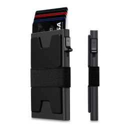 Holders Metal ID Credit Card Holder Men RFID Antitheft Brush Aluminium Alloy Card Wallet Automatic Popup Slim Metal Wallet Cardholder