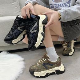 Casual Shoes Winter Fur Sneakers Women Platform 2024 Chunky Genuine Leather Womens
