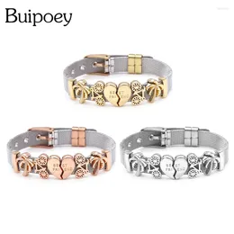 Charm Bracelets Buipoey Trend Love-heart Stainless Steel Mesh Bracelet For Women Bangle Female Couple Lovers Original Watch Belt