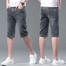 Summer Mens Jeans Shorts Capris Youth Trend Fashion Casual Thin Style Ice Silk High-end Trendy Brand Pants